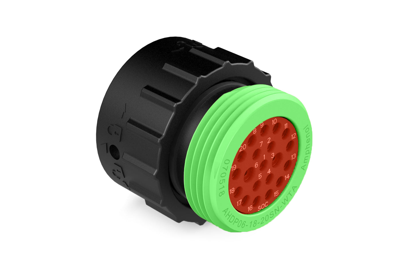 AHDP06-18-20SN-WTA 20 Position Plug, Socket, Shell Size 18, Normal Diameter Seal (Green Adapter), Wide Thread Adapter. HDP26-18-20SN-L024