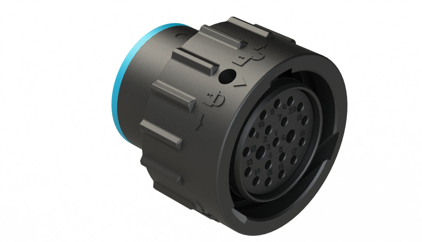 AHDP06-18-20SR-SRA 20 Position Plug, Socket, Shell Size 18, Reduced Diameter Seal (Blue Adapter), Smooth Ring Adapter. HDP26-18-20SE