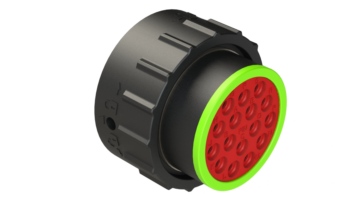 AHDP06-24-16PN-SRA 16 Position Plug, Shell Size 24, Pin, Normal Diameter Seal (Green Adapter), Smooth Ring Adapter. HDP26-24-16PN