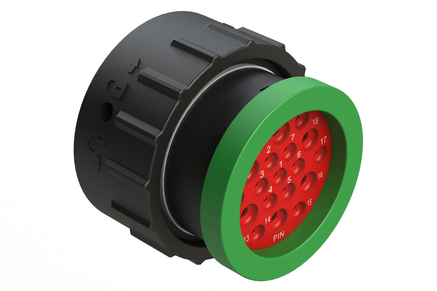 AHDP06-24-19PN-BRA 19 Position Plug, Pin, Shell Size 24, Normal Diameter Seal (Green Adapter), Backshell Ring Adapter. HDP26-24-19PN-L017