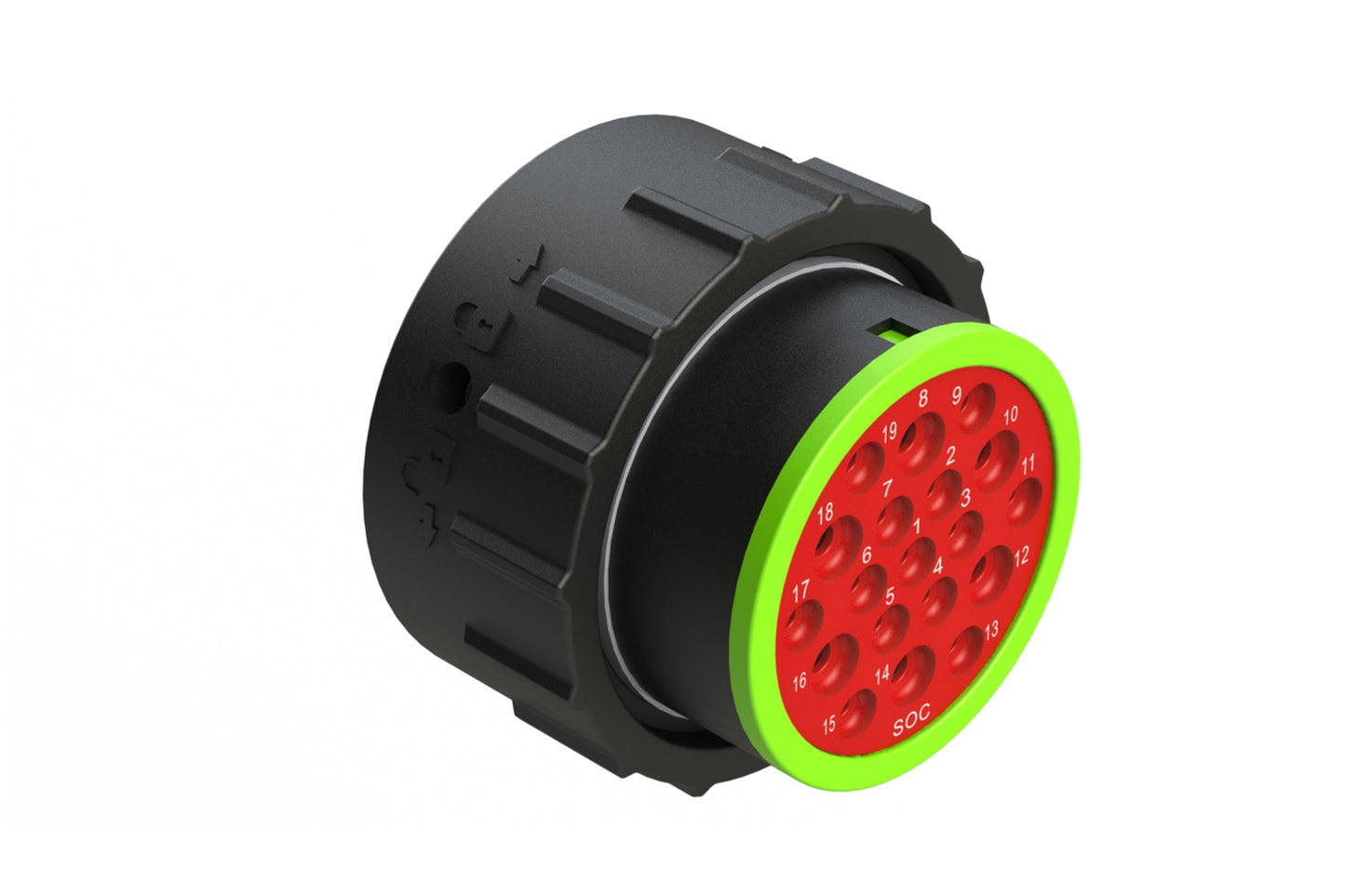 AHDP06-24-19SN-SRA 19 Position Plug, Socket, Shell Size 24, Normal Diameter Seal (Green Adapter), Smooth Ring Adapter. HDP26-24-19SN