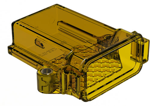 AIPXE-23X325B-E016 PCB Enclosure with Vent Holes, Small (117.6mm x 114.0mm x 34.75mm), Amber, Ultem®