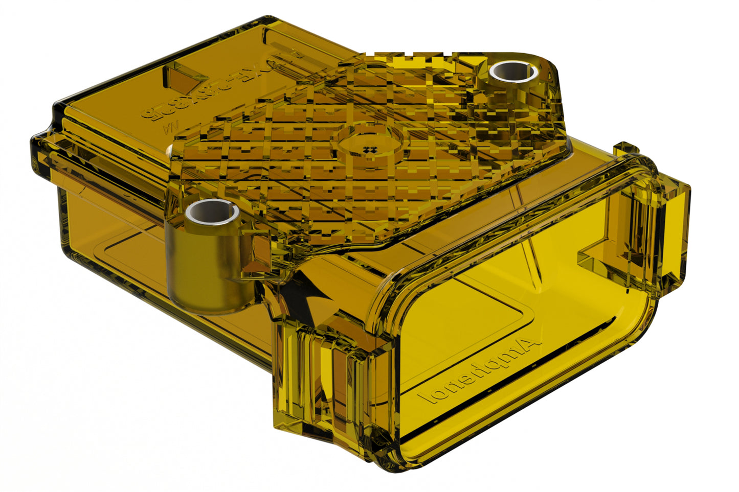 AIPXE-23X325B-E016 PCB Enclosure with Vent Holes, Small (117.6mm x 114.0mm x 34.75mm), Amber, Ultem®