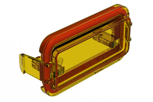 AIPXE-23X325BP-E016 Blank Header Plate, Snap-In Interface, Amber, Ultem®.  Use with Armor IPX™ PCB Small Enclosures