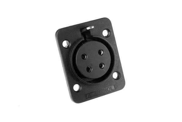 AP-6-21 6 Pole Female Loudspeaker ChassisMount,Thermoplastic Shell, Rectangular Flange, Black Finish
