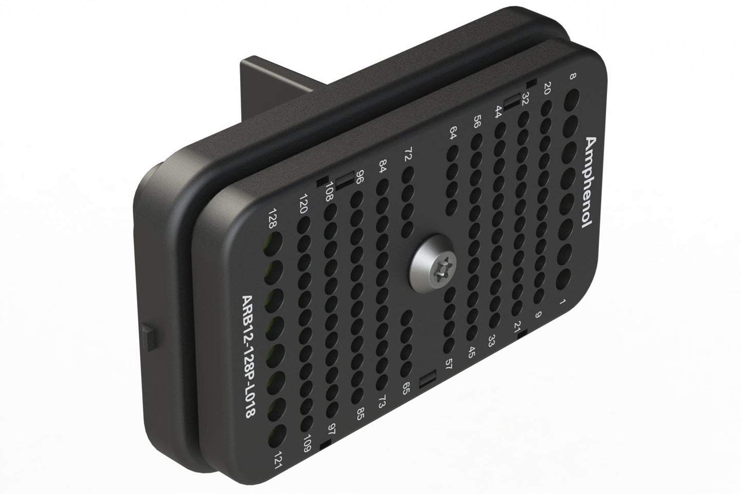 ARB12-128PCR-L018 128 Position Receptacle, Pin, Threaded Insert, Reduced Diameter Seal, Keyed C, Black