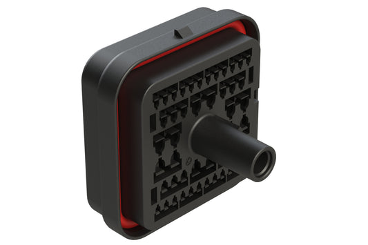 ARB12-48PBR-L018 48 Position Receptacle with Flange, Reduced Diameter Seal, Keyed B, Black. DRB12-48PBE-L018