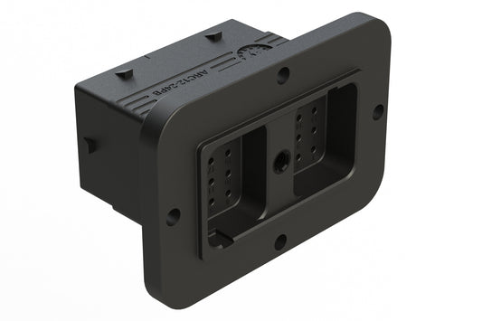 ARC12-24PB 24 Position Receptacle, Pin Contact, Size 16, Threaded Insert for Jackscrew, Keyed B, Flanged, Black, Dustcap included. DRC12-24PB