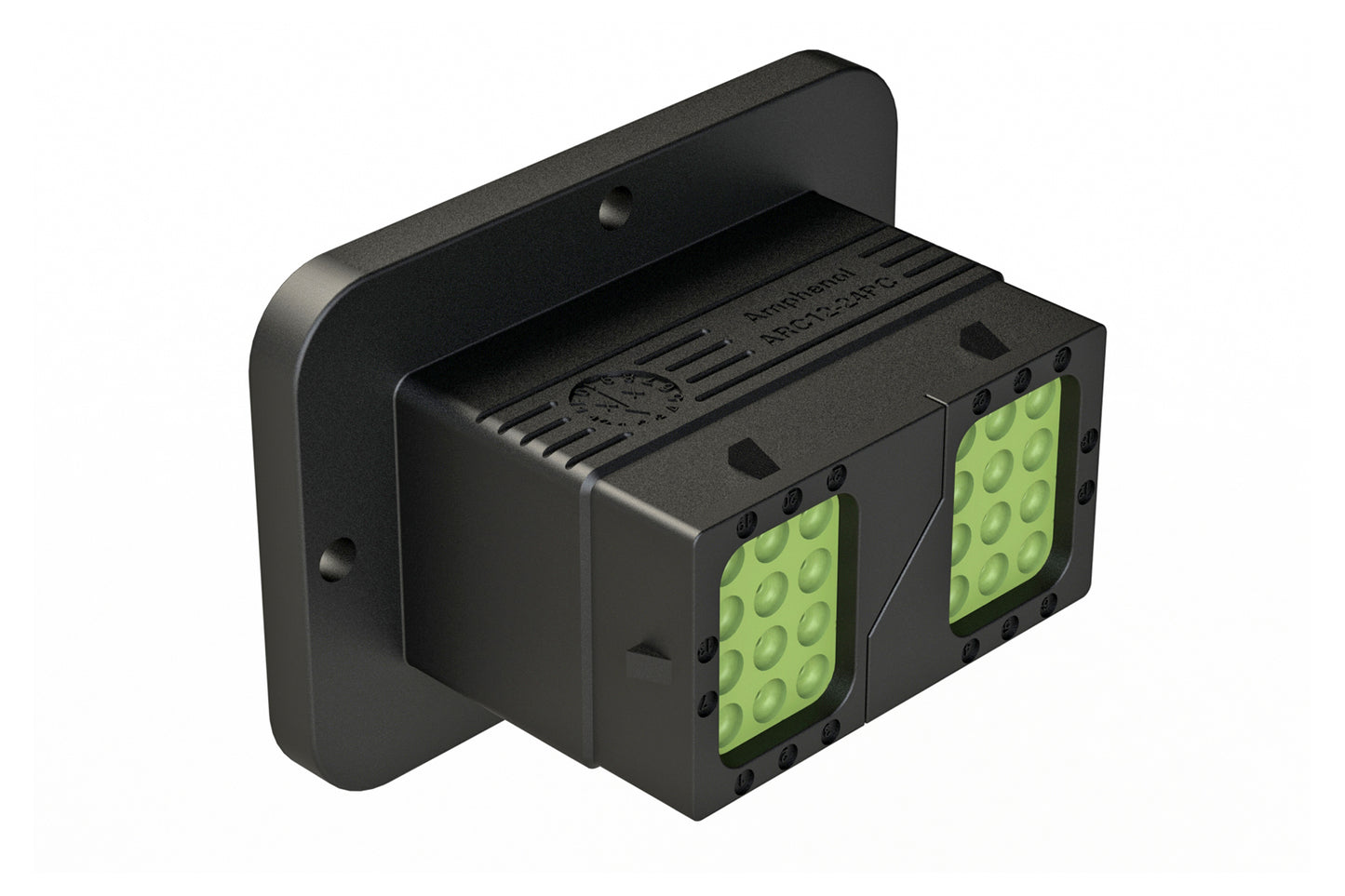 ARC12-24PCR 24 Position Receptacle, Pin Contact, Size 16, Threaded Insert for Jackscrew, Keyed C, Flanged, Reduced Diameter Rear Seal, Dustcap included. DRC12-24PCE