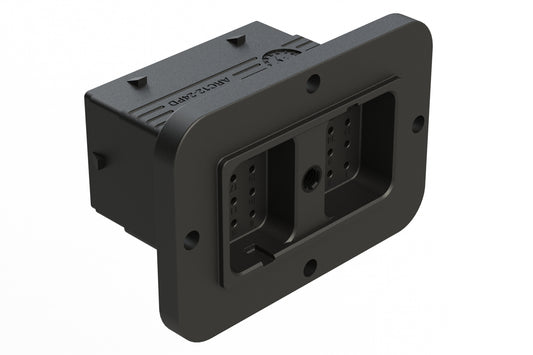 ARC12-24PD 24 Position Receptacle, Pin Contact, Size 16, Threaded Insert for Jackscrew, Keyed D, Flanged, Black, Dustcap included. DRC12-24PD