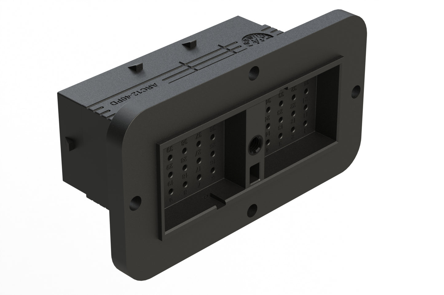 ARC12-40PD 40 Position Receptacle, Pin Contact, Size 16, Threaded Insert for Jackscrew, Keyed D, Flanged, Dustcap included. DRC12-40PD