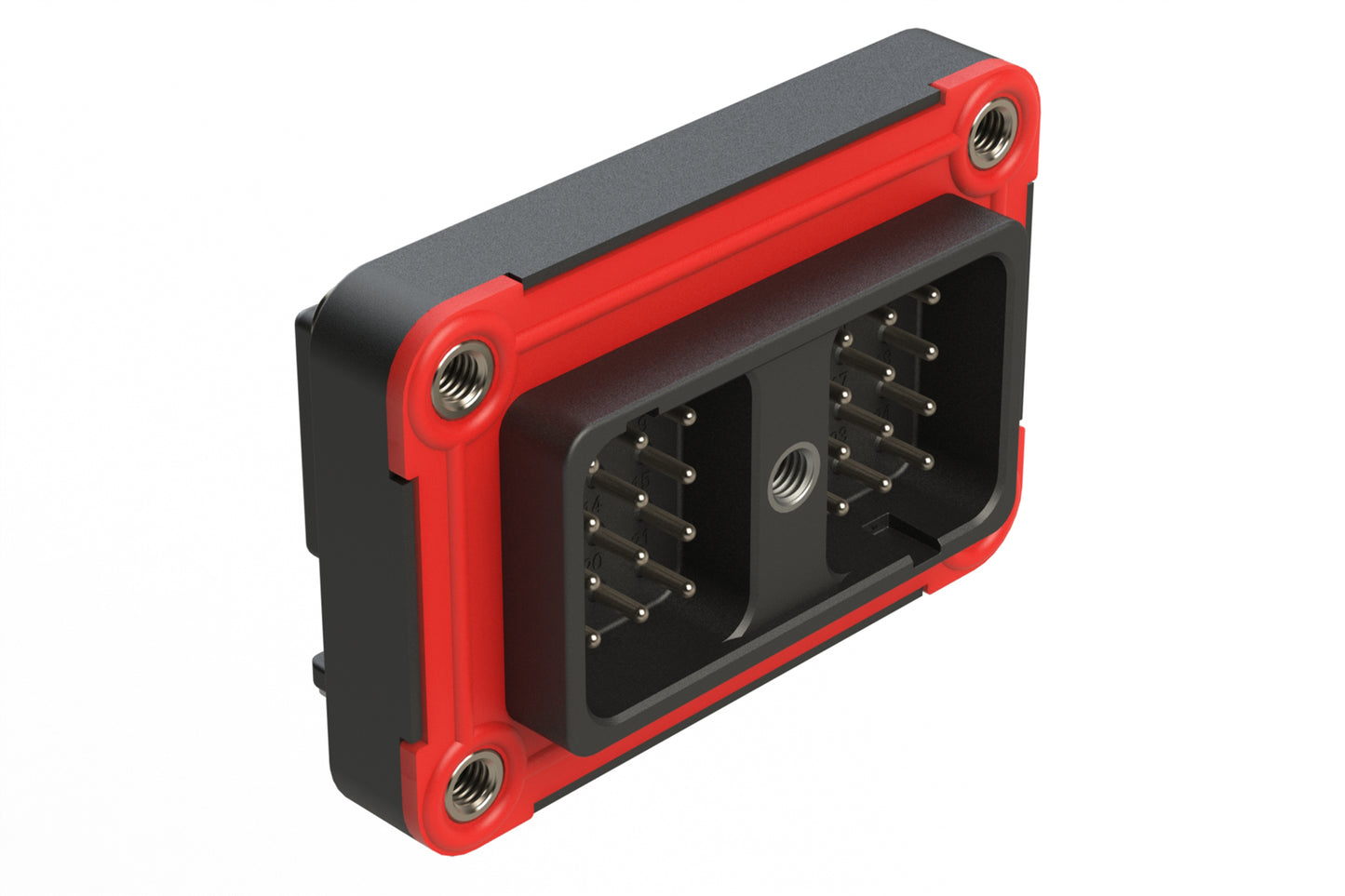 ARC13-24PA-BM03SP1 24 Position PCB Receptacle with Flange, 90°, Nickel Plating, Threaded Insert for Jackscrew, Gasket, Keyed A, Black. DRC13-24PA