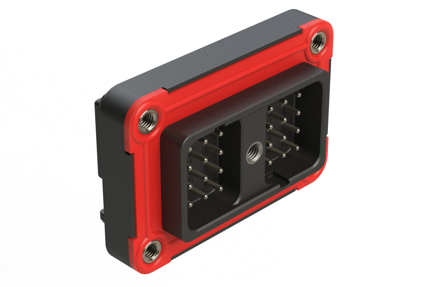 ARC13-24PC-BM03SP1 24 Position PCB Receptacle with Flange, 90°, Nickel Plating, Threaded Insert for Jackscrew, Gasket, Keyed C, Black. DRC13-24PC