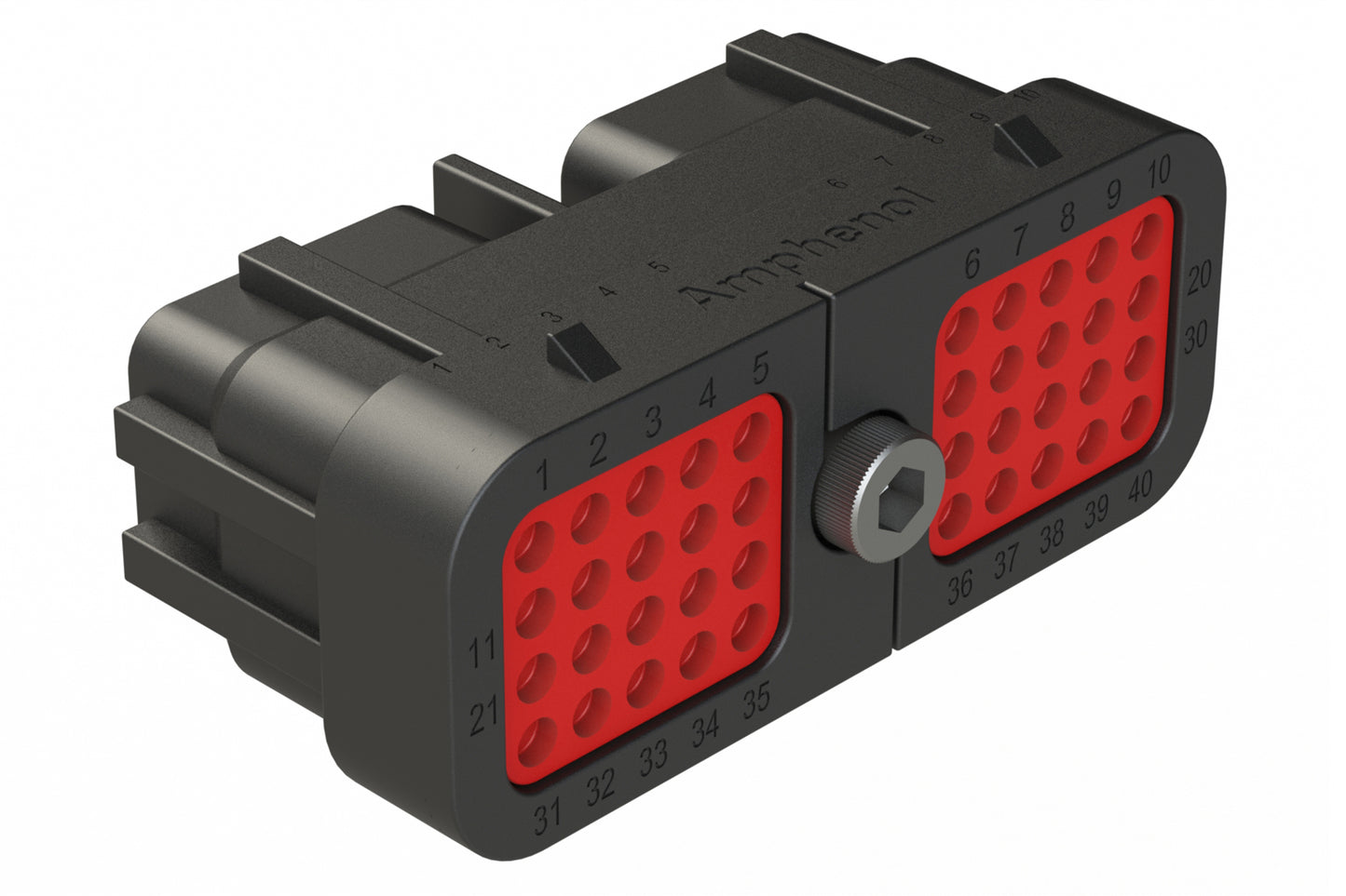 ARC26-40SA 40 Position Plug, Size 20 Socket Contacts, Jackscrew, Bonded Front Seal, Keyed A, Black. DRC26-40SA