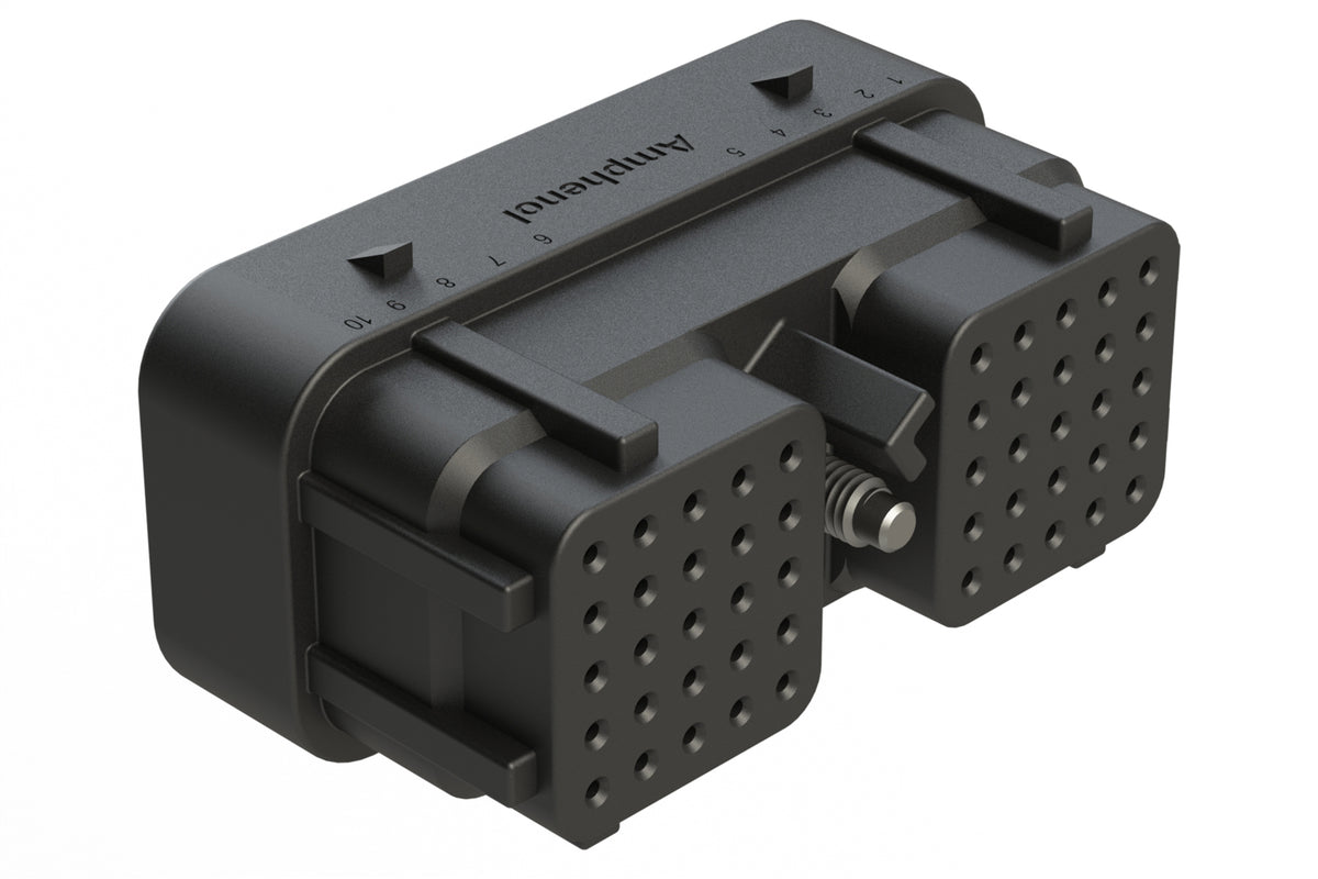 ARC26-50S04 50 Position Plug, Size 20 Socket Contacts, Jackscrew, Bonded Front Seal, Keyed 04, Black. DRC26-50S04
