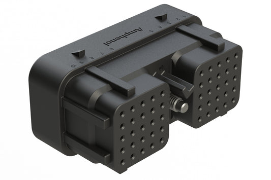 ARC26-50S08 50 Position Plug, Size 20 Socket Contacts, Jackscrew, Bonded Front Seal, Keyed 08, Black. DRC26-50S08