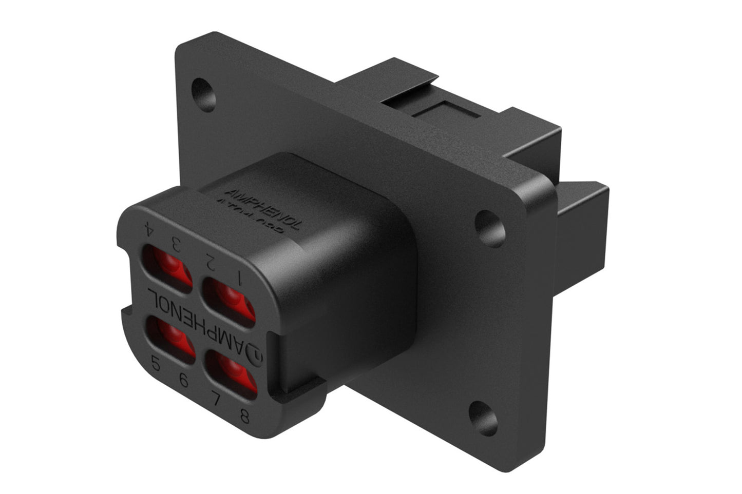 AT04-08PA-LE11 8 Position Receptacle Flange Mount Connector, Pin, Black, Keyed A, with Endcap. DT04-08PA-LE11