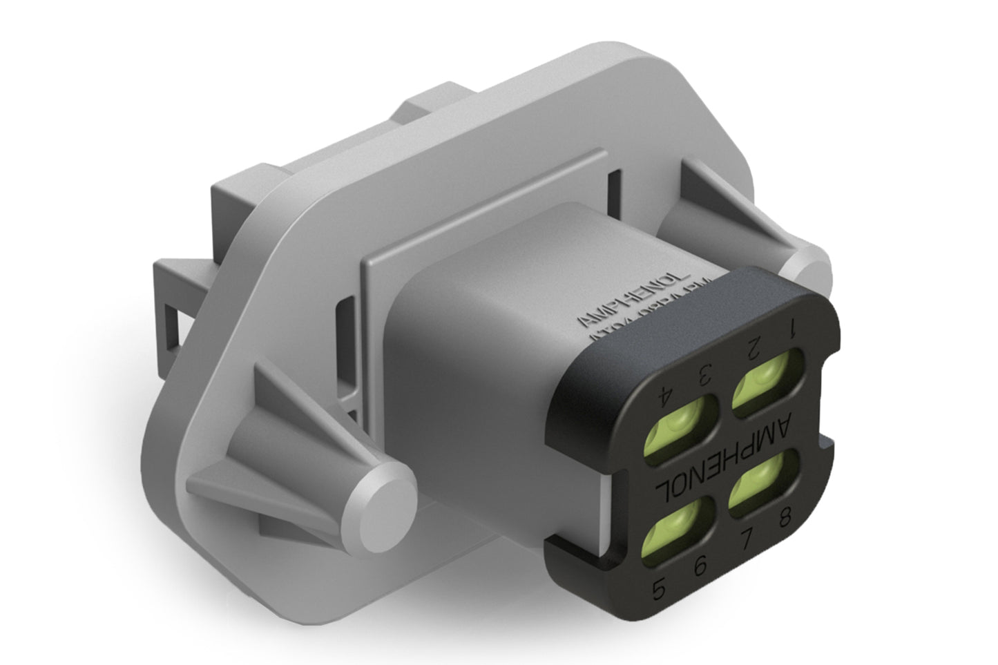 AT04-08PB-PM14 8 Position Receptacle, Pin, Nickel, Panel Mount, Self-Threading, Reduced Diameter Seal, Cap, Keyed B