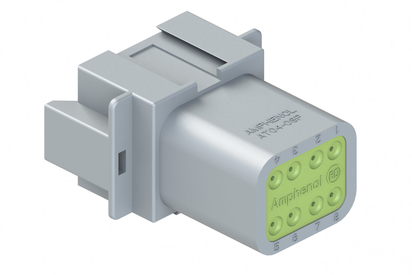 AT04-08PA-RD01 8-Way Receptacle, Male Connector with A Position Key and Reduced Diameter Seal (E-Seal). DT04-08PA-C015