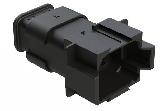AT04-08PA-SR2BK 8-Way Receptacle Male Connector with Strain Relief Endcap, Reduced Diameter Seal, Position A, Black. DT04-08PA-CE09