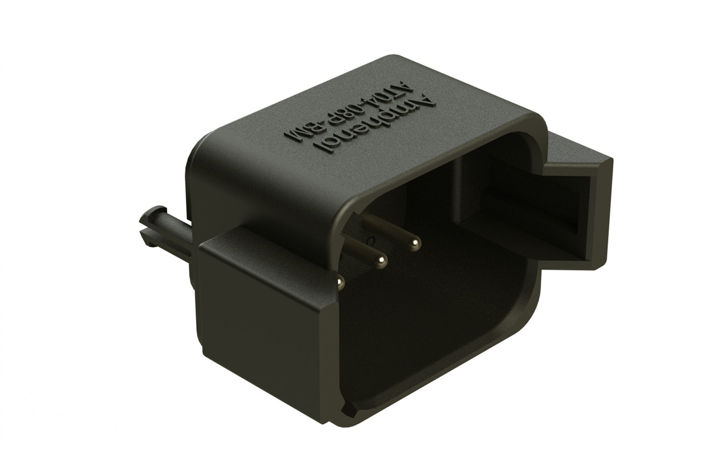 AT04-08PB-BM03 8 Position PCB Flangeless (Snap Fit) Board Mount Receptacle, Pin, Nickel Contact Plating, No Potting, Black