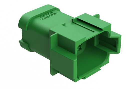 AT04-08PB-ECGRN 8-Way Receptacle, Male Connector with B Position Key and End Cap, Green