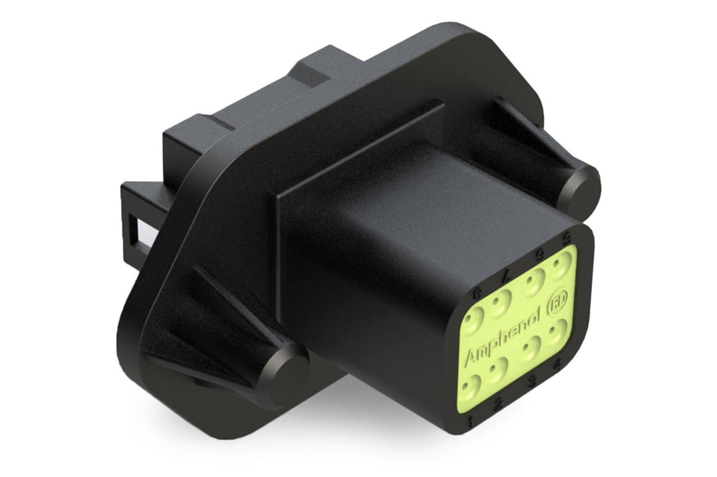 AT04-08PB-PM12 8 Position Receptacle, Pin, Nickel, Panel Mount, Self-Threading, Reduced Diameter Seal, Keyed B