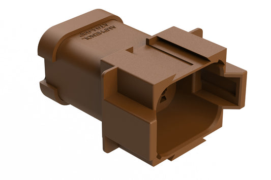 AT04-08PC-MMBRN 8-Way Receptacle, Male Connector with C Position Key, Reduced Diameter Seal (E-Seal) and End Cap, Brown