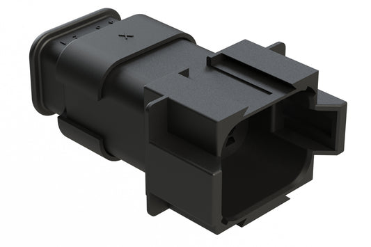 AT04-08PC-SRBK 8 position receptacle with strain relief endcap, Pin. Key position C, black