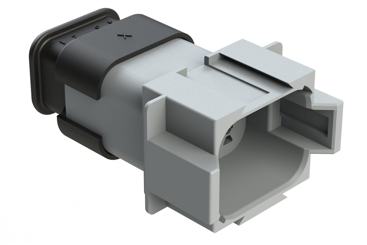 AT04-08PC-SRGRY 8 position receptacle with strain relief endcap, Pin. Key position C, grey