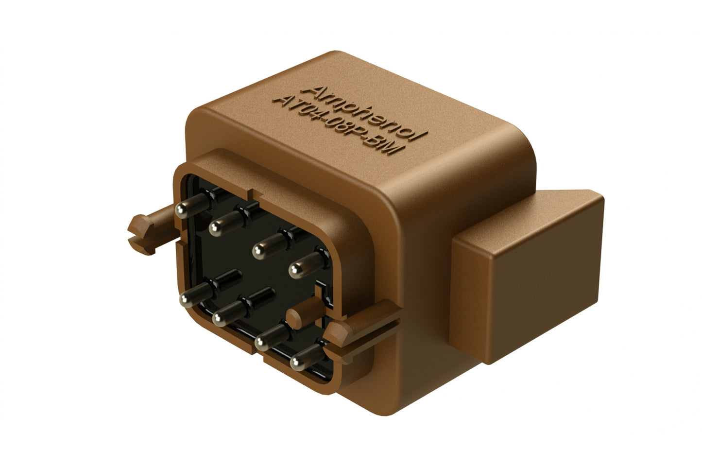AT04-08PD-BM04 8 Position PCB Flangeless (Snap Fit) Board Mount Receptacle, Pin, Nickel Contact Plating, Potting, Brown
