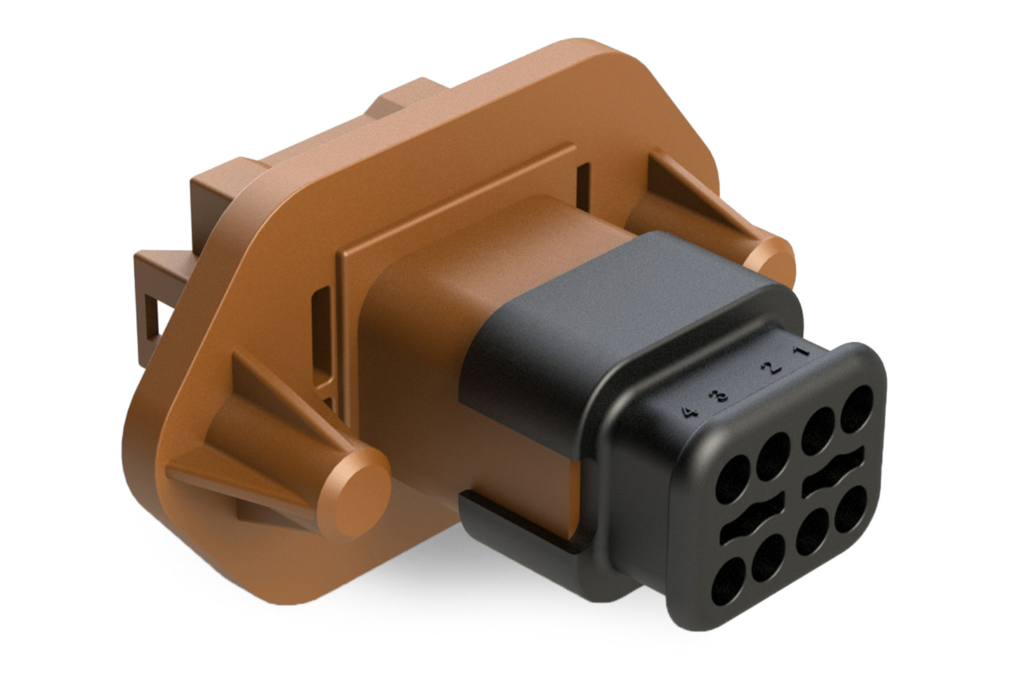 AT04-08PD-PM16 8 Position Receptacle, Pin, Panel Mount, Key D, Self-Threading, Reduced Diameter Seal, Strain Relief
