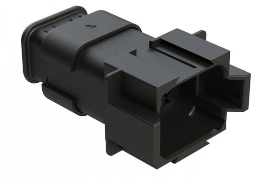 AT04-08PD-SRBK 8 position Pin receptacle key position D, with strain relief endcap, black