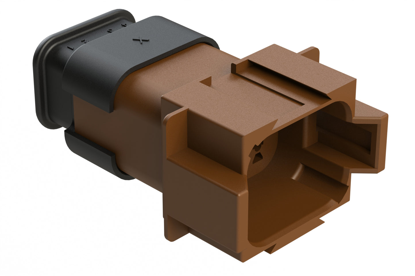 AT04-08PD-SRBR 8 position Pin receptacle key position D, with strain relief endcap, brown. DT04-08PD-E008