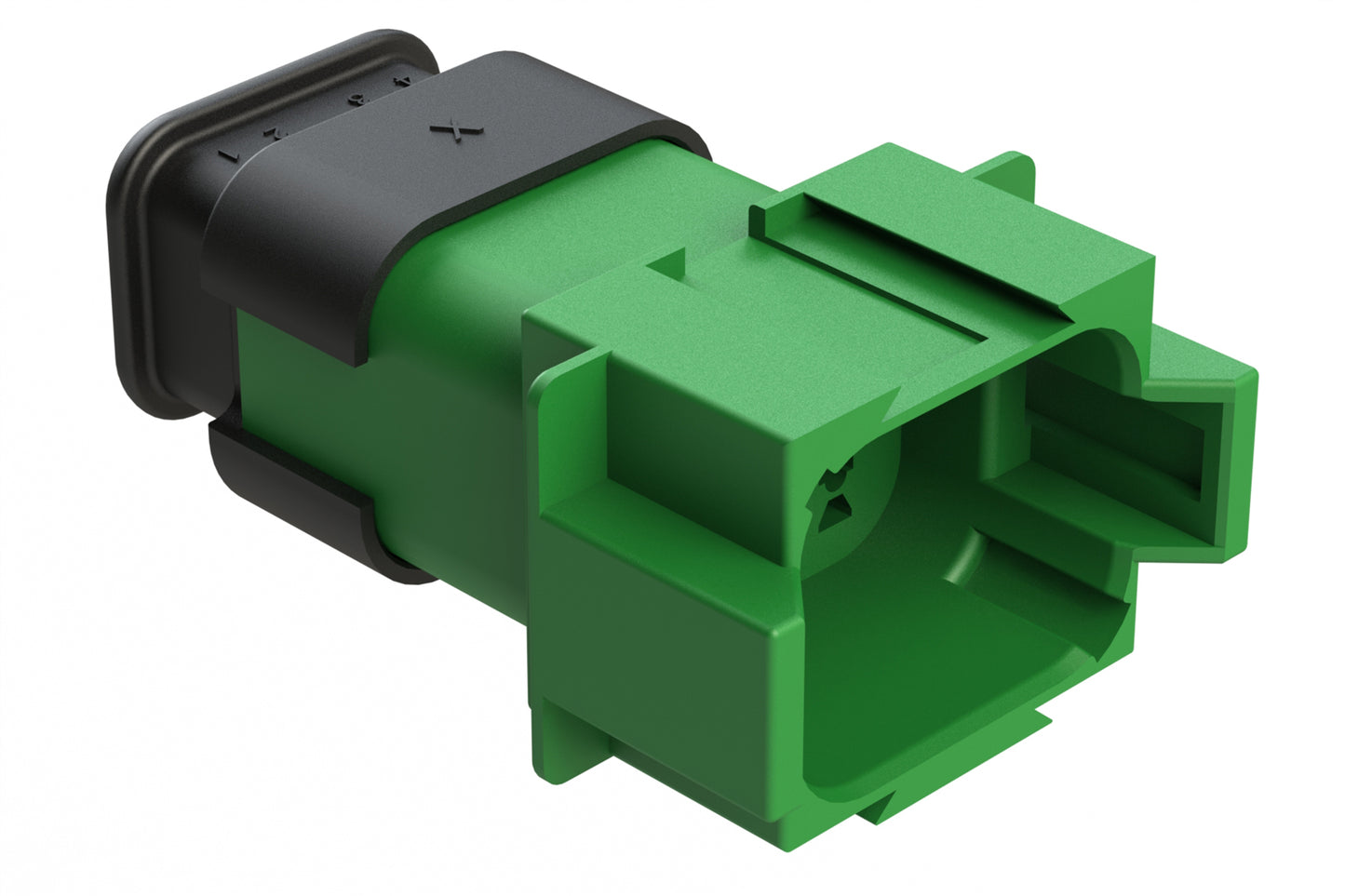 AT04-08PD-SRGN 8 position Pin receptacle key position D, with strain relief endcap, green