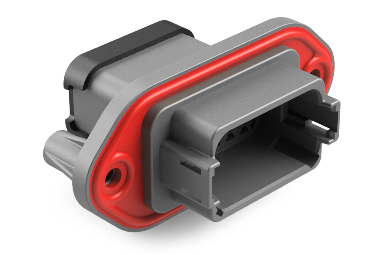 AT04-12PA-PM13 12 Position Receptacle, Pin, Nickel, Panel Mount, Self-Threading, Cap, Keyed A. DT04-12PA-LE01