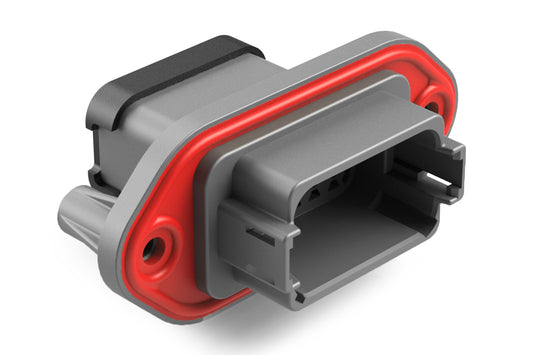 AT04-12PA-PM14 12 Position Receptacle, Pin, Nickel, Panel Mount, Self-Threading, Reduced Diameter Seal, Cap, Keyed A. DT04-12PA-CL11