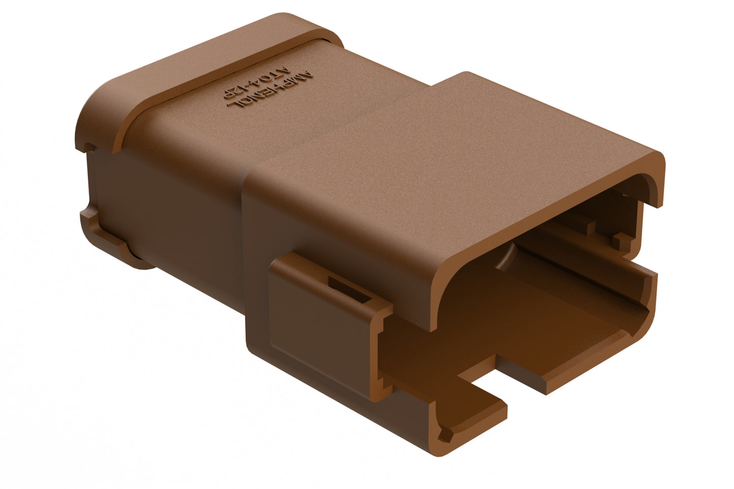 AT04-12PA-SSBRN 12-Way Receptacle, Male Connector with A Position Key and Extended Shroud and Solid Rear Grommet and Endcap, Brown