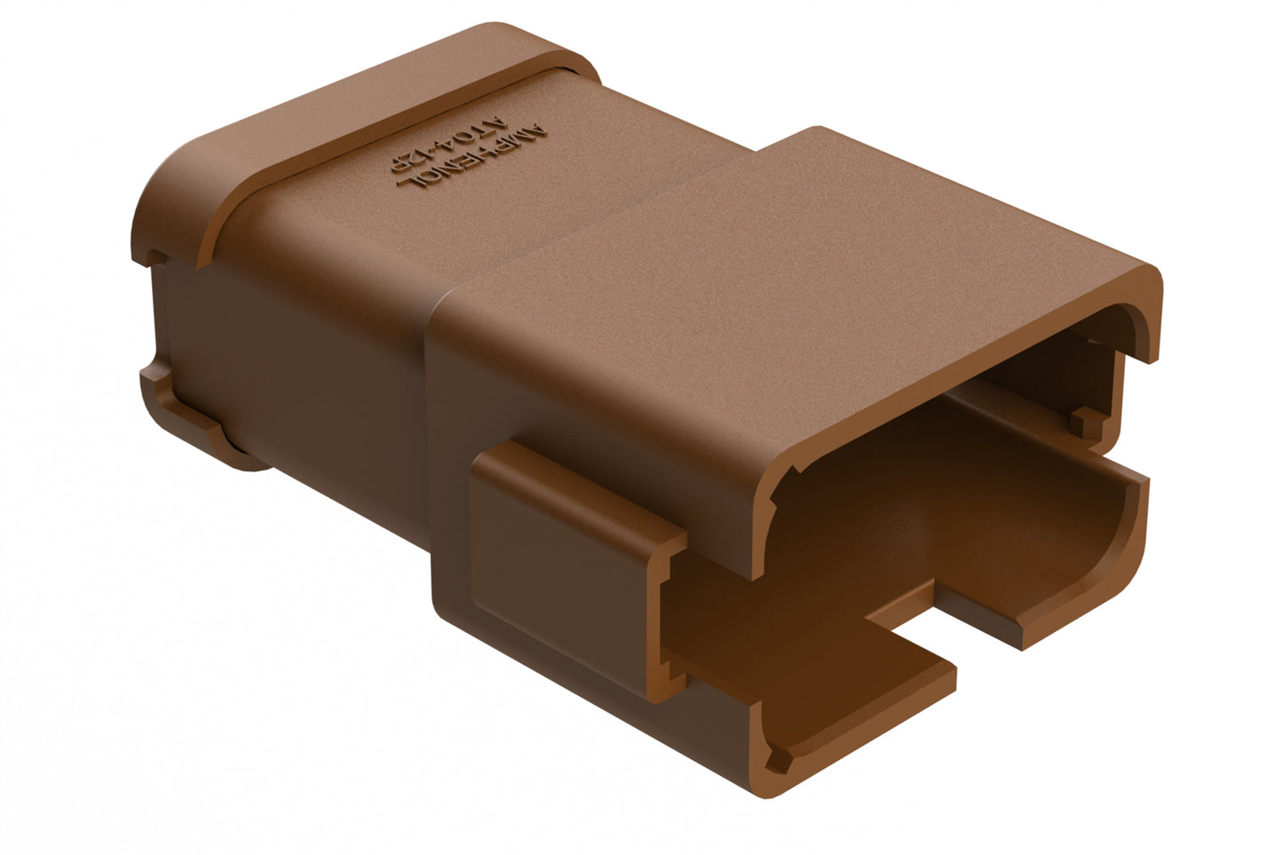 AT04-12PB-ECBRN 12-Way Receptacle, Male Connector with B Position Key, Extended Shroud and End Cap, Brown