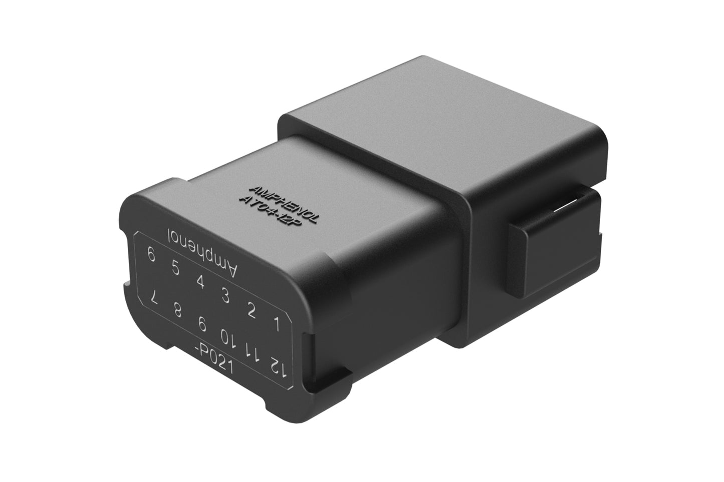 AT04-12PB-P021 12-way receptacle, (1) 12 Pin busbar=78 amps, nickel plating, keyed B black. Contacts included. DT04-12PB-P021