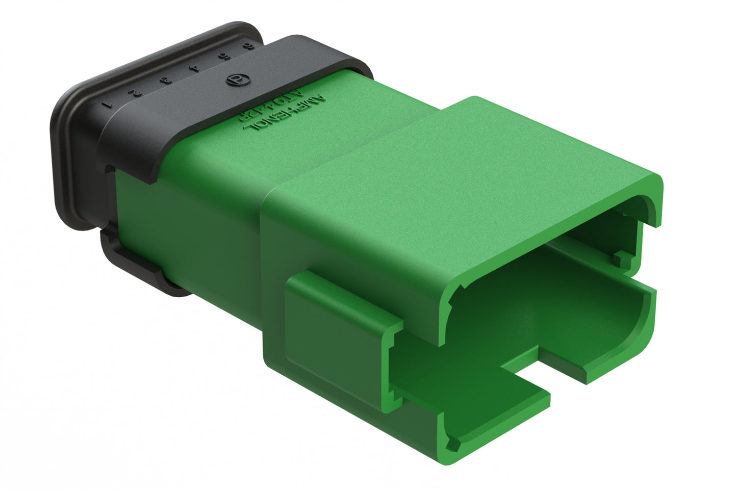 AT04-12PB-SR2GN 12 position Pin receptacle key position B, with strain relief & Reduced Diameter Seal, green