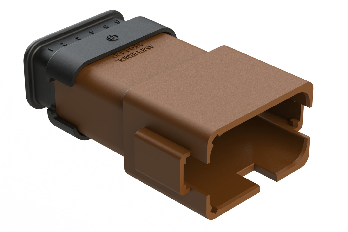 AT04-12PB-SRBR 12 position Pin receptacle key position B, with strain relief end cap, brown
