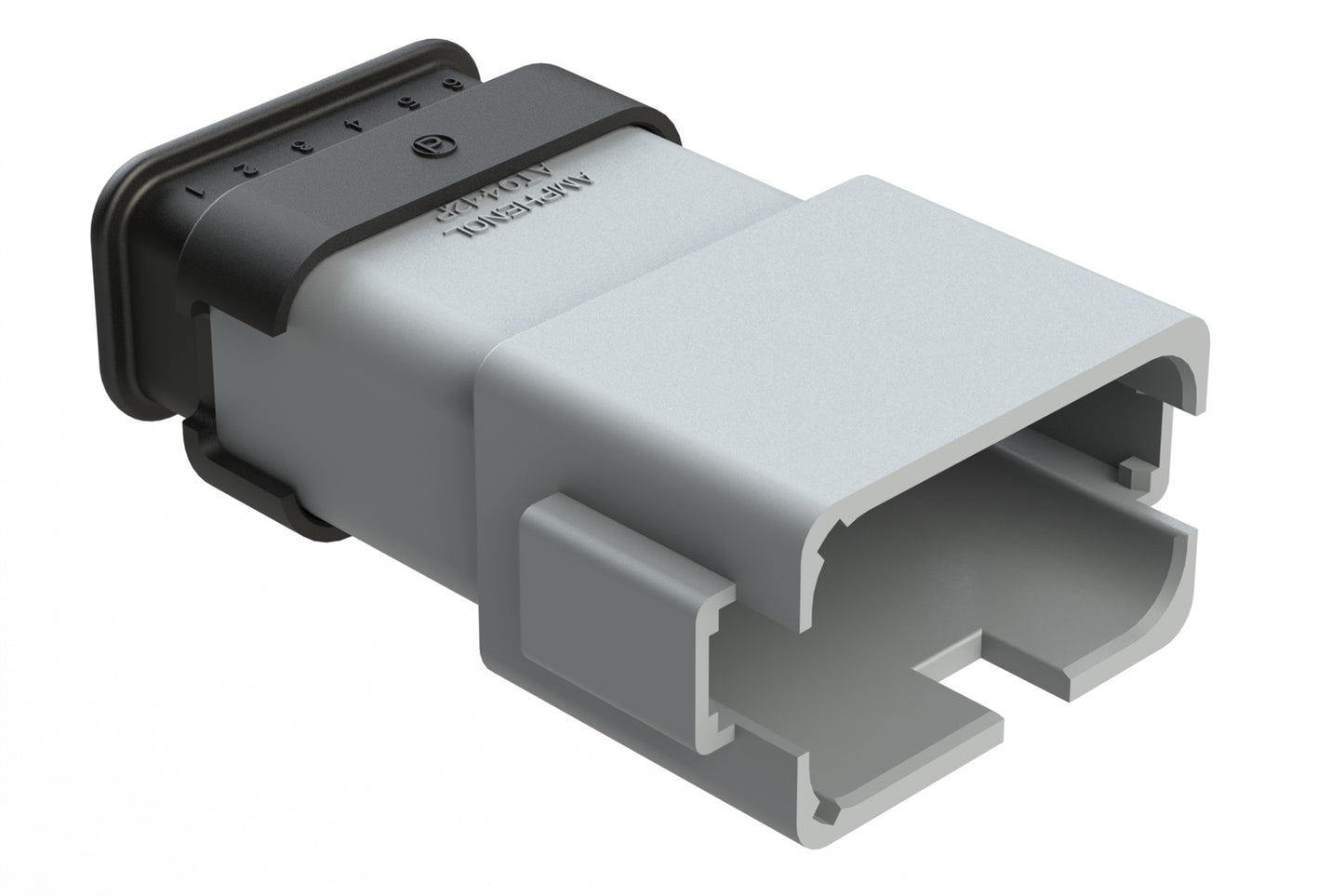 AT04-12PB-SRGRY 12 position Pin receptacle key position B, with strain relief end cap, grey