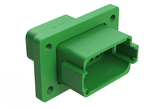 AT04-12PC-CL03 12 Position Receptacle Flange Mount Connector, Pin, Green, Keyed C, Reduced Diameter Seal. DT04-12PC-CL03