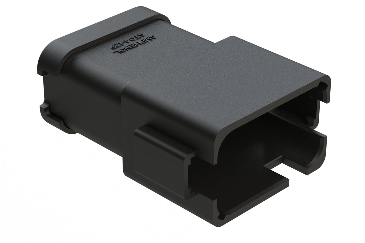 AT04-12PC-ECBLK 12-Way Receptacle, Male Connector with C Position Key and Extended Shroud, Enhanced C Key and End Cap, Black