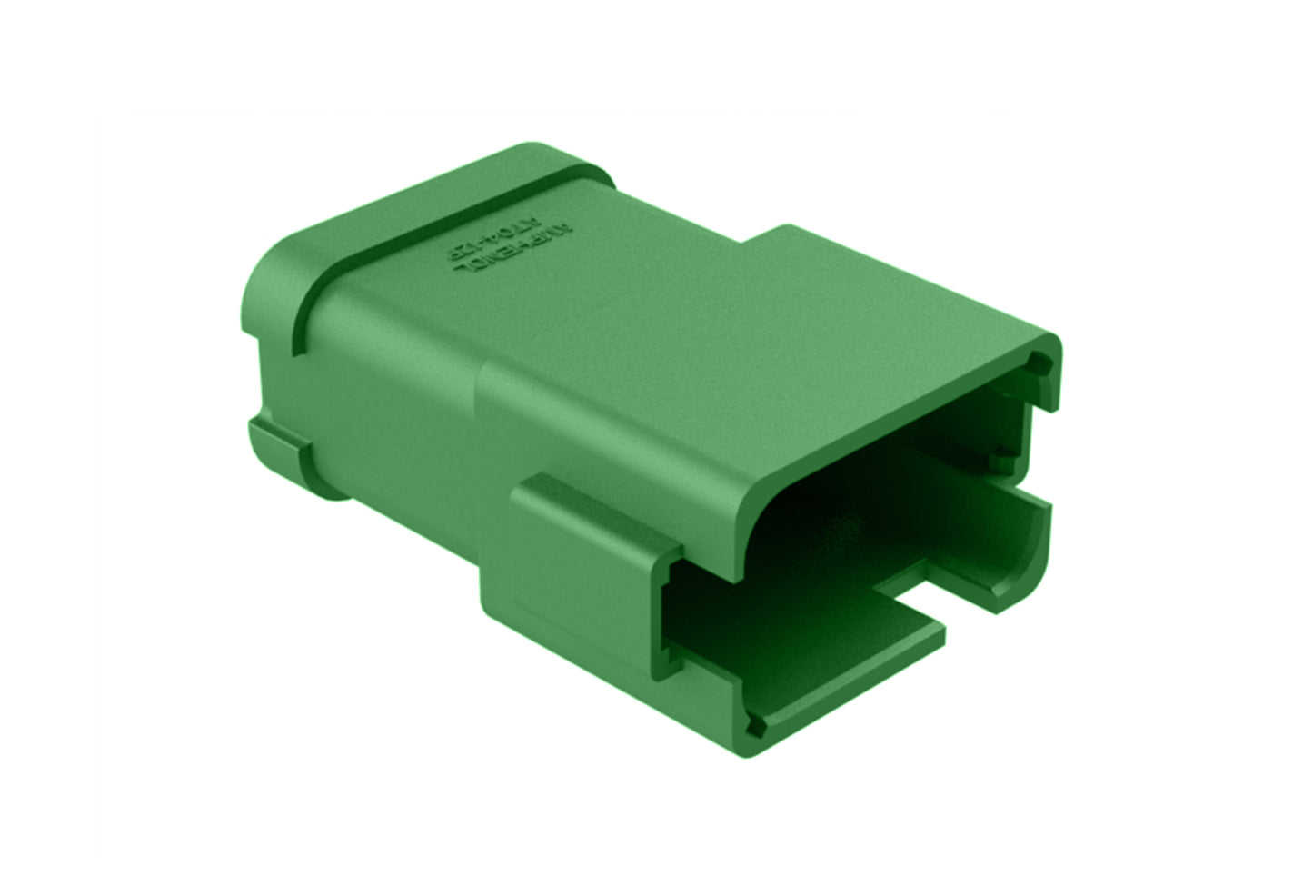 AT04-12PC-P030 12-way receptacle, (4) 3 Pin busbar=13 amps, nickel plating, keyed C, green. Contacts included. DT04-12PC-P030