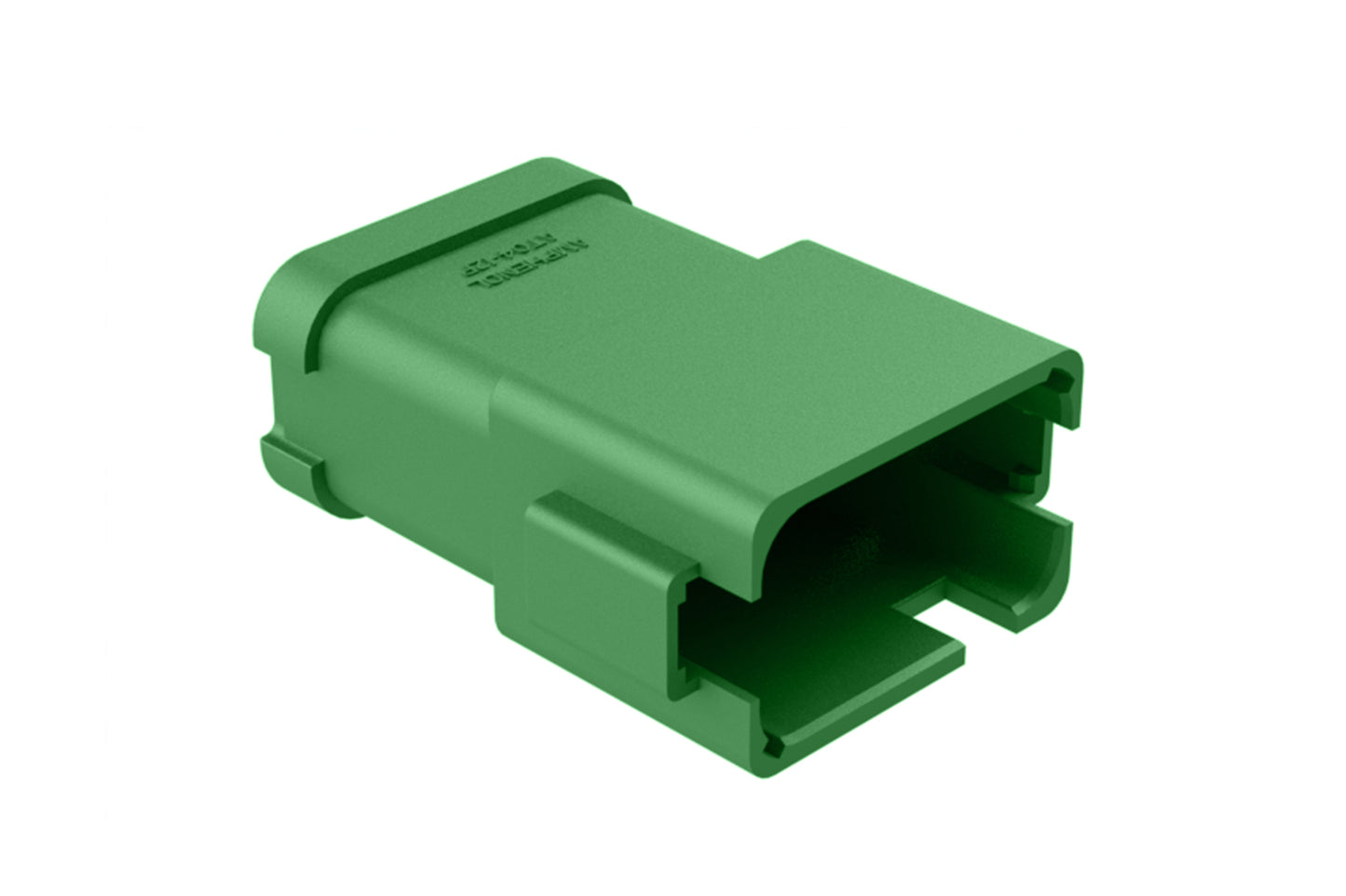 AT04-12PC-P075 12-way receptacle, (3) 4 Pin busbar=26 amps, nickel plating, keyed C, green. Contacts included. DT04-12PC-P075