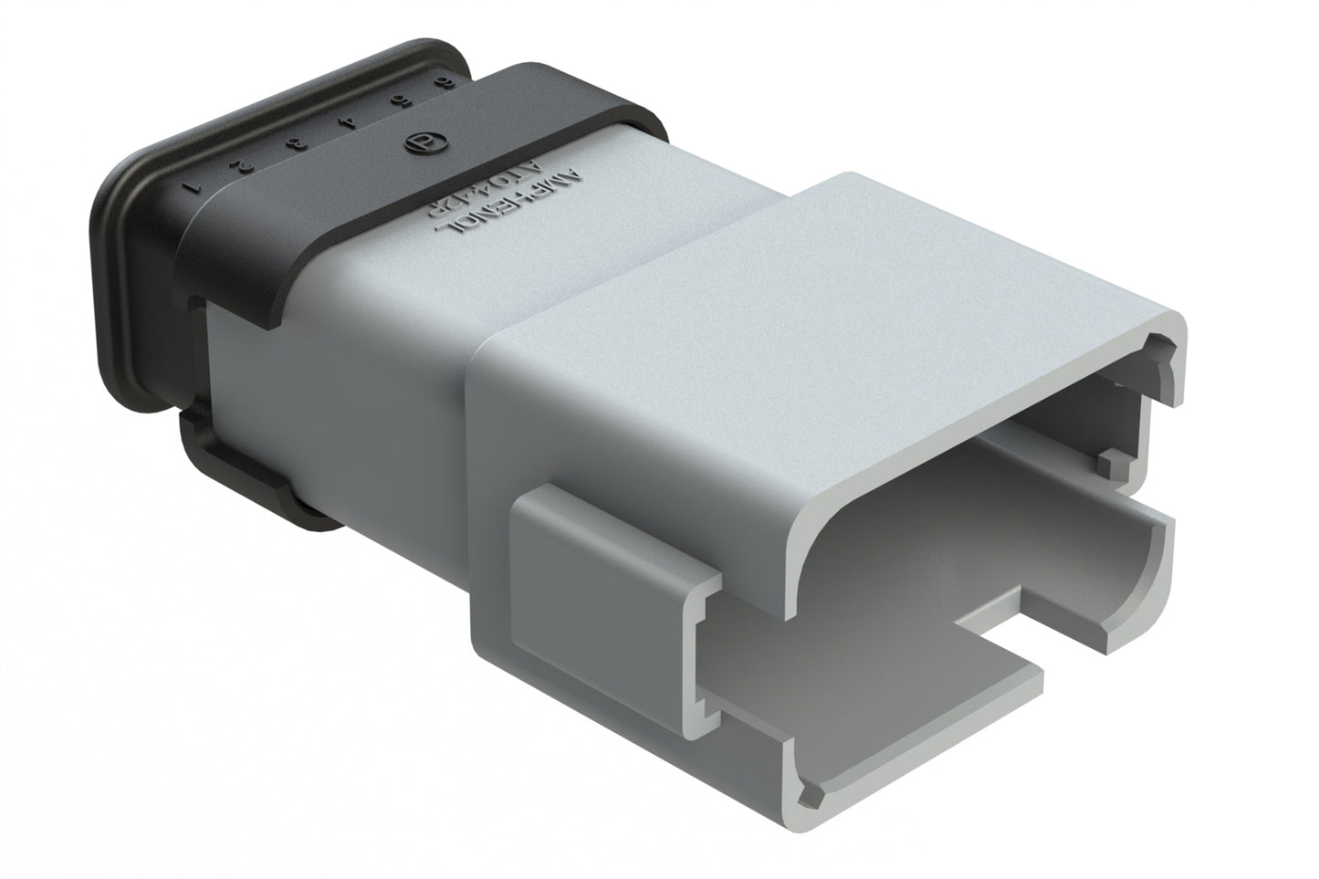 AT04-12PC-SR2GY 12 position Pin receptacle key position C, with strain relief & Reduced Diameter Seal, grey