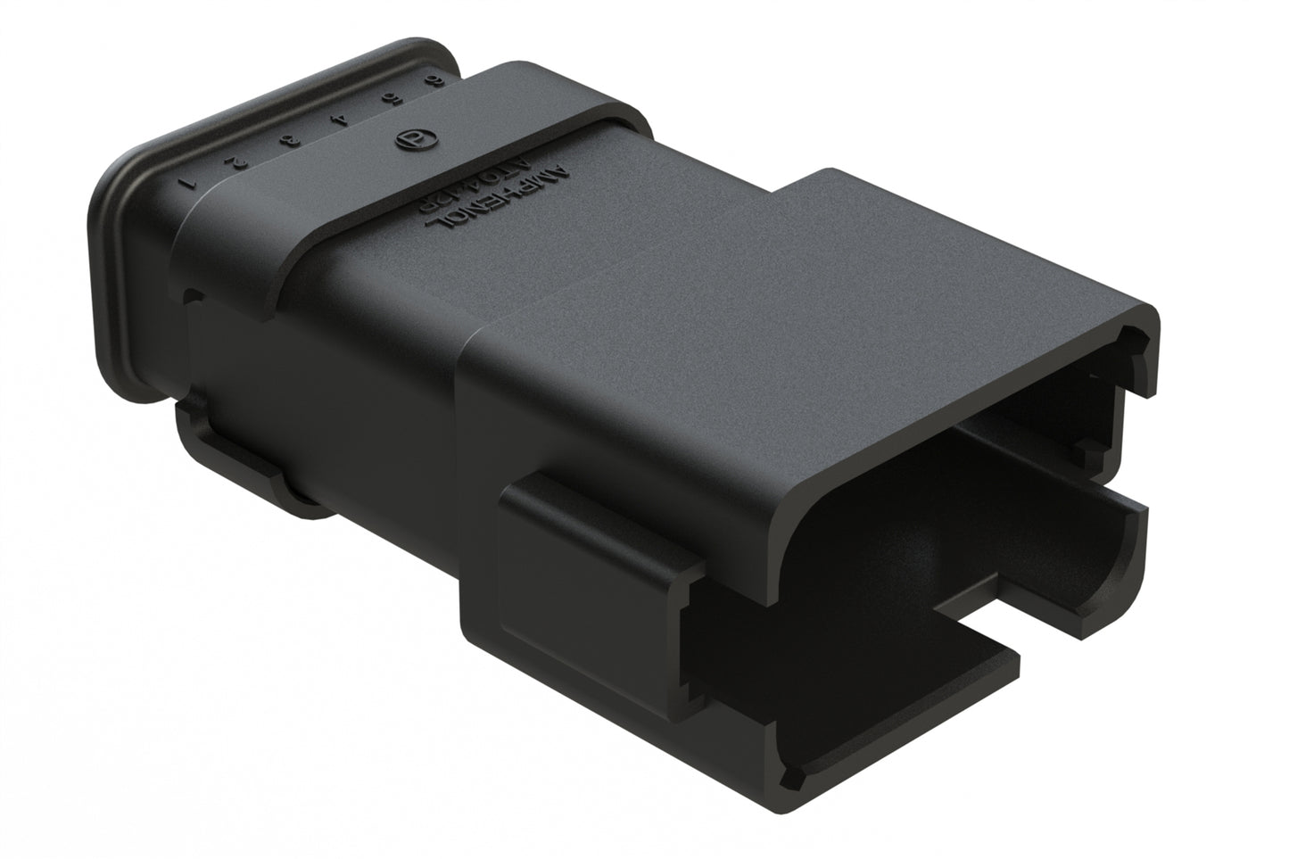 AT04-12PC-SRBK 12 position Pin receptacle key position C, with strain relief, black