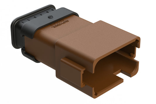 AT04-12PC-SRBR 12 position Pin receptacle key position C, with strain relief, brown